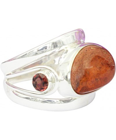 Gorgeous Mexican Fire Opal & Garnet Gemstone 925 Solid Sterling Silver Ring Designer Jewelry Gift For Her $32.53 Rings