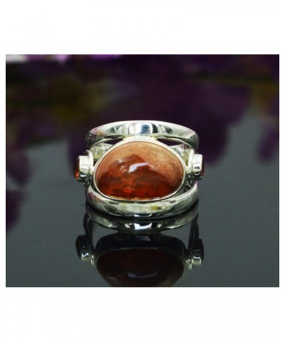 Gorgeous Mexican Fire Opal & Garnet Gemstone 925 Solid Sterling Silver Ring Designer Jewelry Gift For Her $32.53 Rings