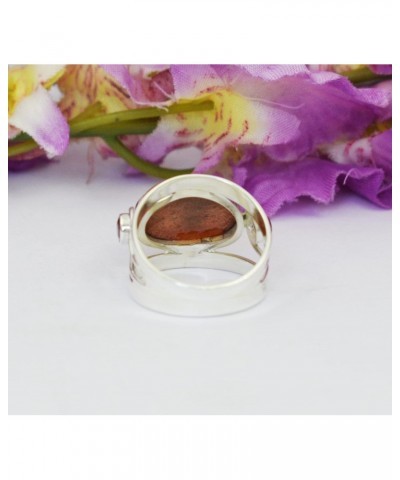 Gorgeous Mexican Fire Opal & Garnet Gemstone 925 Solid Sterling Silver Ring Designer Jewelry Gift For Her $32.53 Rings