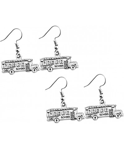 2 Pairs School Bus Earrings Student Gift Fashion Earrings for Women Ladies Car Charm Earrings School Bus Driver Keychain Allo...