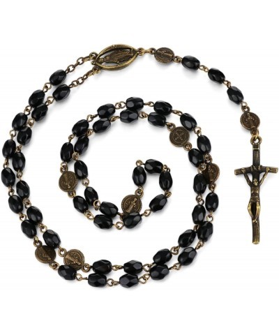 Chaplet of Seven Sorrows Rosary Virgin Mary Prayer Beads Chain Our Lady Crucifix Cross Necklace black crystal $9.50 Necklaces