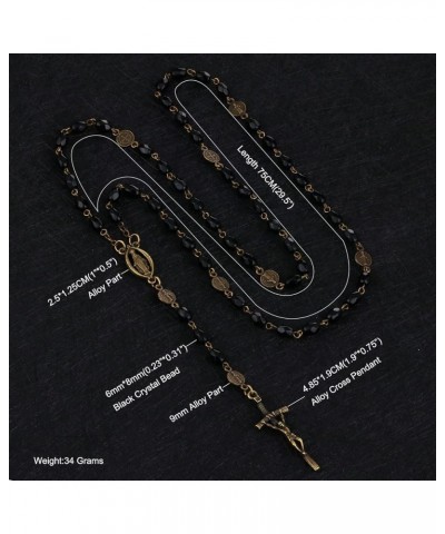 Chaplet of Seven Sorrows Rosary Virgin Mary Prayer Beads Chain Our Lady Crucifix Cross Necklace black crystal $9.50 Necklaces