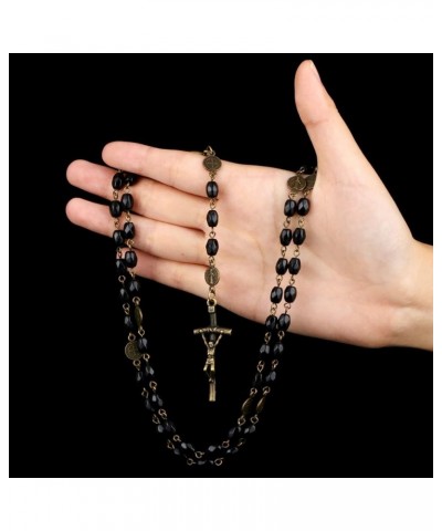 Chaplet of Seven Sorrows Rosary Virgin Mary Prayer Beads Chain Our Lady Crucifix Cross Necklace black crystal $9.50 Necklaces