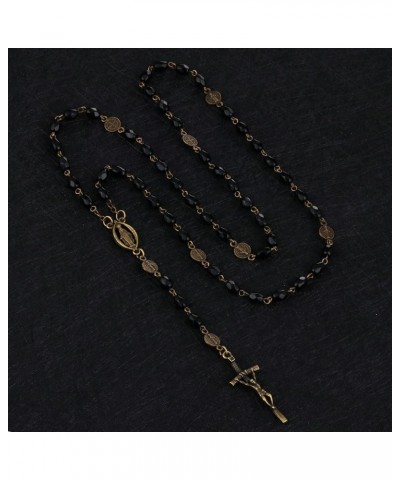 Chaplet of Seven Sorrows Rosary Virgin Mary Prayer Beads Chain Our Lady Crucifix Cross Necklace black crystal $9.50 Necklaces