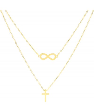 Cross Heart Infinity Necklace For Women 18k Gold Plated Stainless Steel Trendy Simple Dainty Minimalist Layered Chunky Small ...