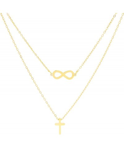 Cross Heart Infinity Necklace For Women 18k Gold Plated Stainless Steel Trendy Simple Dainty Minimalist Layered Chunky Small ...