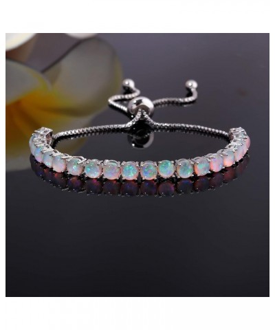 Adjustable Silver Plated Opal Tennis Bracelet for Women Girls - Fashion Jewelry Gift | Opal Bracelets in Sterling Silver,Rose...