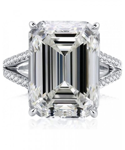 8.0ct Emerald Cut Engagement Ring for Women,White Gold Plated Sterling Silver Simulated Diamond Promise Ring with Jewelry Box...