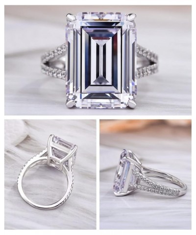 8.0ct Emerald Cut Engagement Ring for Women,White Gold Plated Sterling Silver Simulated Diamond Promise Ring with Jewelry Box...