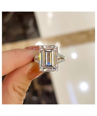 8.0ct Emerald Cut Engagement Ring for Women,White Gold Plated Sterling Silver Simulated Diamond Promise Ring with Jewelry Box...