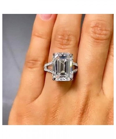 8.0ct Emerald Cut Engagement Ring for Women,White Gold Plated Sterling Silver Simulated Diamond Promise Ring with Jewelry Box...