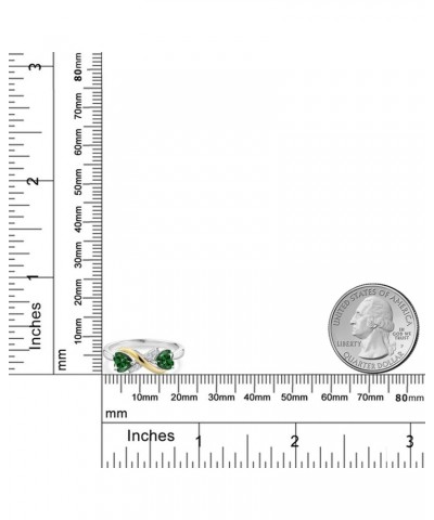 925 Sterling Silver and 10K Yellow Gold Green Nano Emerald and White Lab Grown Diamond Ring For Women (1.04 Cttw, Heart Shape...