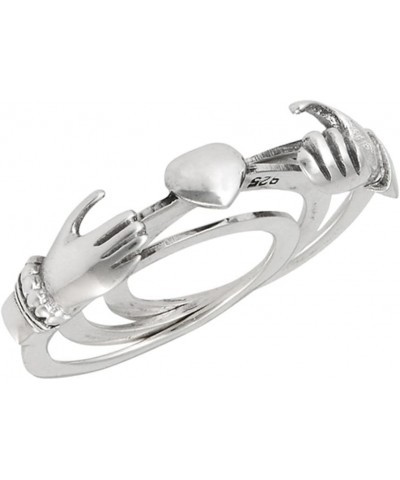 Hands Holding Heart Promise Ring Set New .925 Sterling Silver Band Sizes 5-9 $16.42 Rings