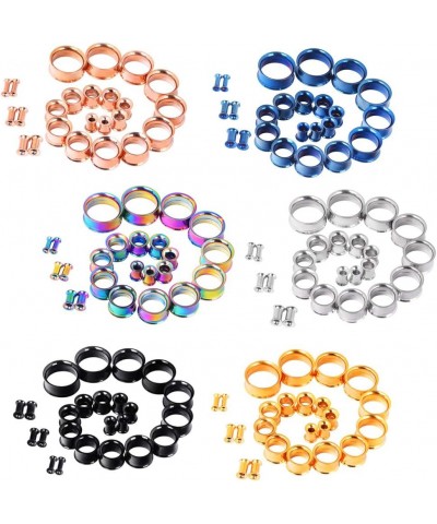 Set of 12 pcs Stainless Steel Ear Plugs Large Double Flare Alloy Gauges Stretching Screw Fit Tunnels Gauge 8g - 1 inch 6g(4mm...