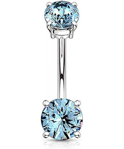 14g Internally Threaded Solitaire CZ Top Mount Belly Button Ring 7mm Aqua $9.35 Body Jewelry