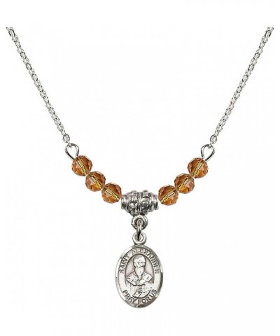 November Birth Month Bead Necklace with Catholic Patron Saint Petite Charm, 18 Inch Saint Alexander Sauli $32.44 Necklaces