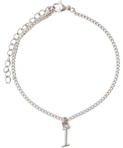 7.5" - 9.5" Stainless Steel Ankle Bracelet with Alloy Initial 26 Letter Options A-Z Curb Chain. Letter I $8.84 Anklets