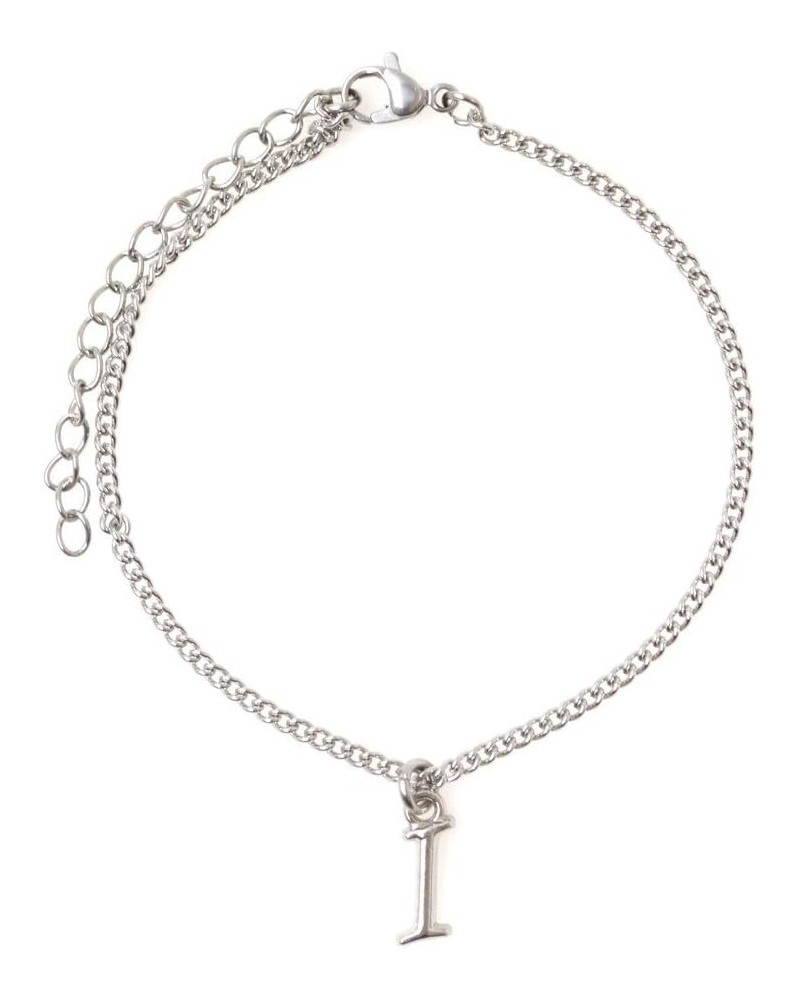 7.5" - 9.5" Stainless Steel Ankle Bracelet with Alloy Initial 26 Letter Options A-Z Curb Chain. Letter I $8.84 Anklets