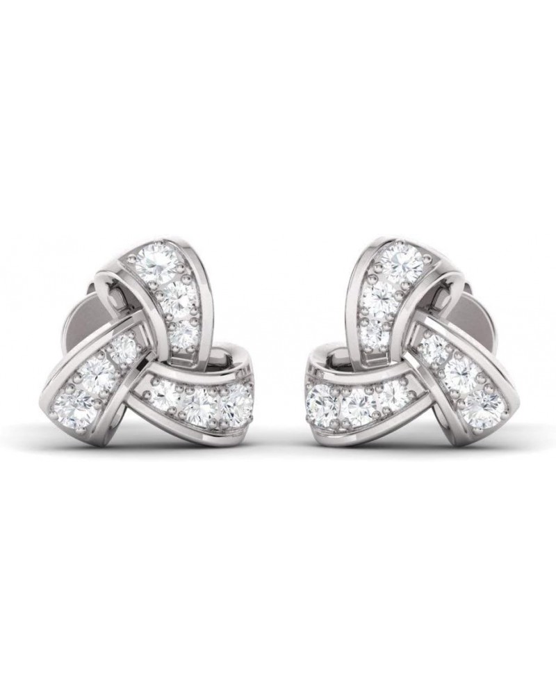 Natural and Certified Diamond and Gemstone Trinity Knot Earrings in 14K White Gold | 0.45 Carat Stud Earrings for Women White...