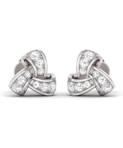 Natural and Certified Diamond and Gemstone Trinity Knot Earrings in 14K White Gold | 0.45 Carat Stud Earrings for Women White...