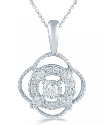 1/10ct tw Diamond quatrefoil Cluster Fashion Pendant in Sterling Silver with 18" cable chain $24.93 Necklaces