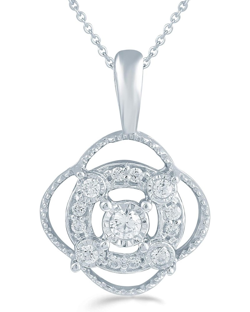 1/10ct tw Diamond quatrefoil Cluster Fashion Pendant in Sterling Silver with 18" cable chain $24.93 Necklaces