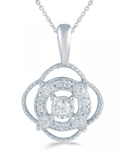 1/10ct tw Diamond quatrefoil Cluster Fashion Pendant in Sterling Silver with 18" cable chain $24.93 Necklaces