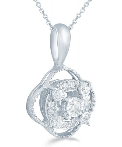 1/10ct tw Diamond quatrefoil Cluster Fashion Pendant in Sterling Silver with 18" cable chain $24.93 Necklaces