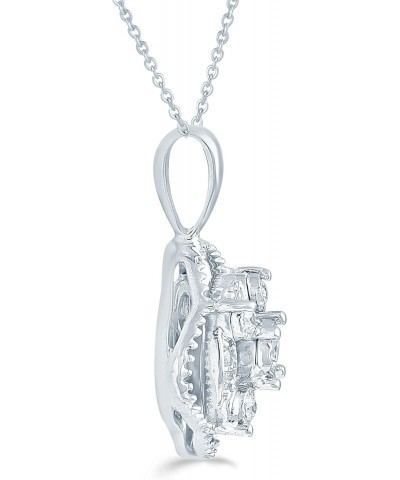 1/10ct tw Diamond quatrefoil Cluster Fashion Pendant in Sterling Silver with 18" cable chain $24.93 Necklaces