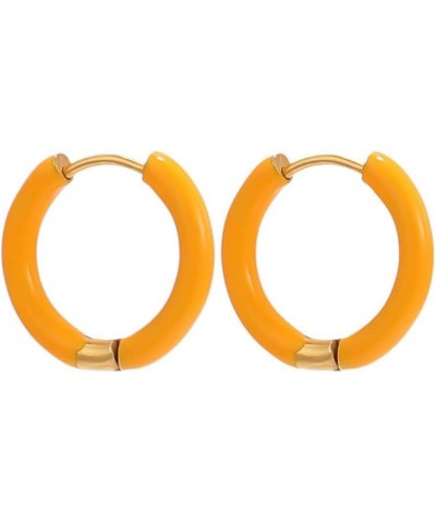 Small Hoop Enamel Earrings Colorful Cute Enamel Earrings For Women Girls Orange $10.25 Earrings