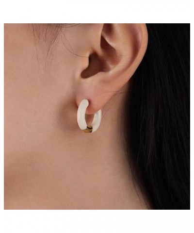 Small Hoop Enamel Earrings Colorful Cute Enamel Earrings For Women Girls Orange $10.25 Earrings