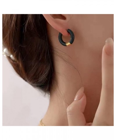 Small Hoop Enamel Earrings Colorful Cute Enamel Earrings For Women Girls Orange $10.25 Earrings