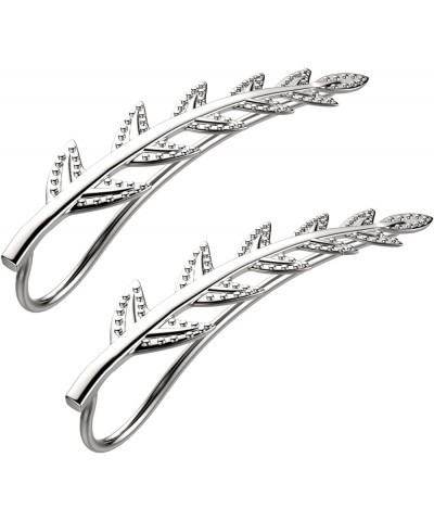 Ear Crawler Cuff Earrings Sterling Silver Ear Climber Studs Olive Leaf Hypoallergenic Silver-Tone $13.92 Earrings