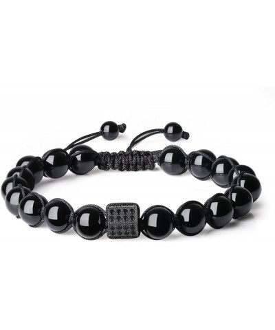 CZ Paved Black Tourmaline Stone Bracelet Male's $11.34 Bracelets