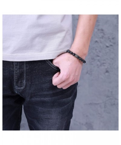 CZ Paved Black Tourmaline Stone Bracelet Male's $11.34 Bracelets