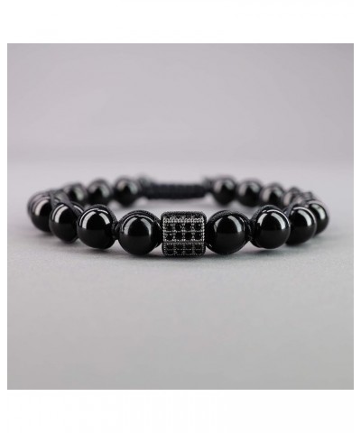 CZ Paved Black Tourmaline Stone Bracelet Male's $11.34 Bracelets