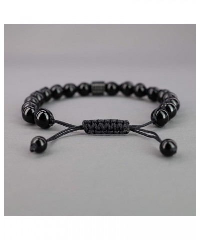 CZ Paved Black Tourmaline Stone Bracelet Male's $11.34 Bracelets