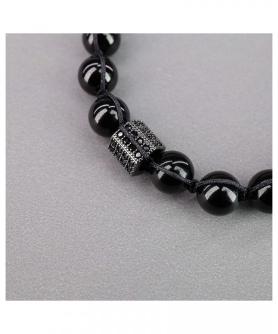 CZ Paved Black Tourmaline Stone Bracelet Male's $11.34 Bracelets