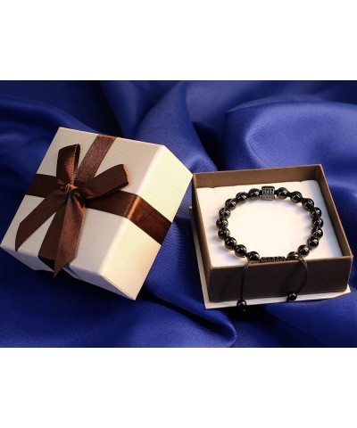 CZ Paved Black Tourmaline Stone Bracelet Male's $11.34 Bracelets