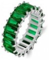 Cubic Zirconia Emerald Cut Eternity Ring Colorful Eternity Rainbow Ring Multi Color Gemstone Bands Ring Jewelry Gift Green 9 ...