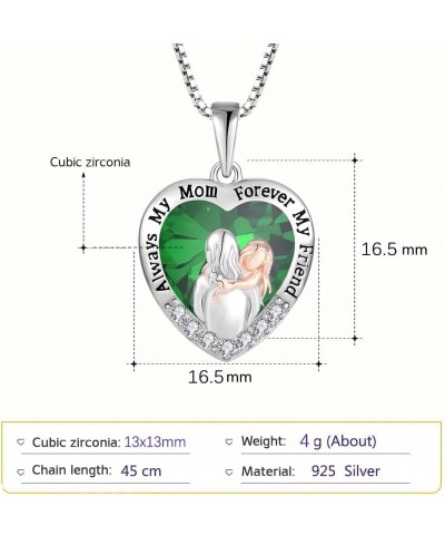 Mother Daughter Necklace 925 Sterling Silver Love Heart Necklace Birthday Gifts from Daughter Birthstone with 5A Cubic Zircon...