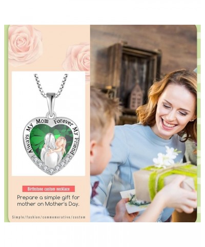 Mother Daughter Necklace 925 Sterling Silver Love Heart Necklace Birthday Gifts from Daughter Birthstone with 5A Cubic Zircon...