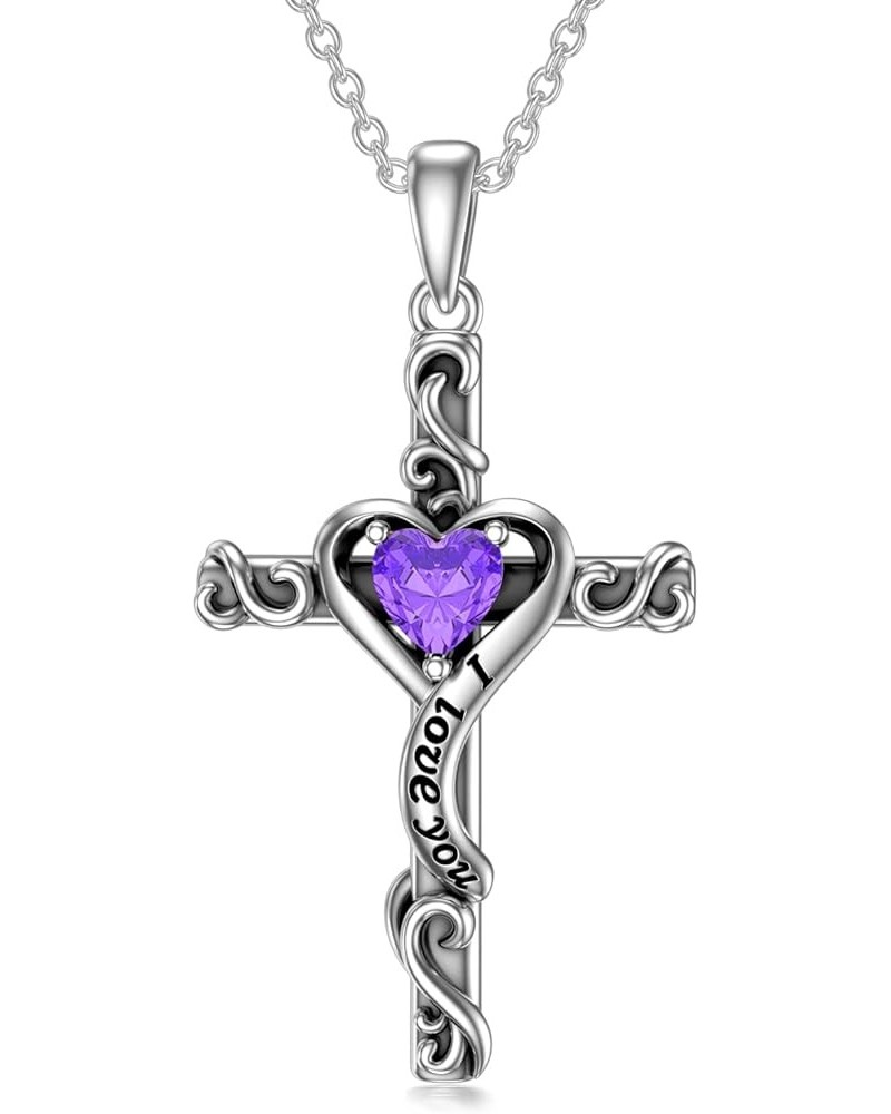 Cross Necklace for Women Girls 925 Sterling Silver Cross Birthstone Necklace Religious Necklace Jewelry Gifts for Women Teen ...