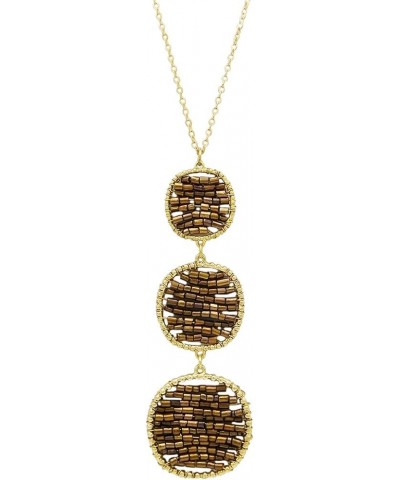 Women's Triple Circle Long Drop Seed Bead Pendant Necklace, 30"+3" Extender Bronze $10.35 Necklaces