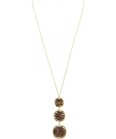 Women's Triple Circle Long Drop Seed Bead Pendant Necklace, 30"+3" Extender Bronze $10.35 Necklaces