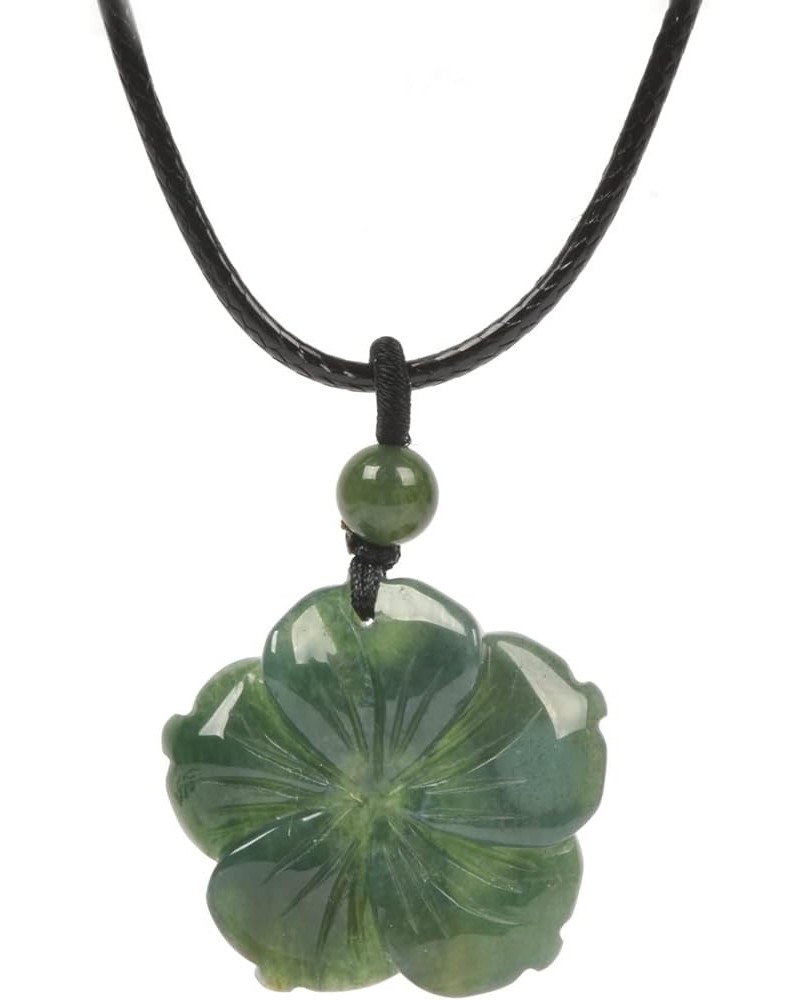 Hand Carved Healing Crystals Gemstone Hawaii Flower Pendant Hand Weaving Wax Rope Necklace 22 inch Indian Agate $7.50 Necklaces