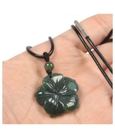 Hand Carved Healing Crystals Gemstone Hawaii Flower Pendant Hand Weaving Wax Rope Necklace 22 inch Indian Agate $7.50 Necklaces