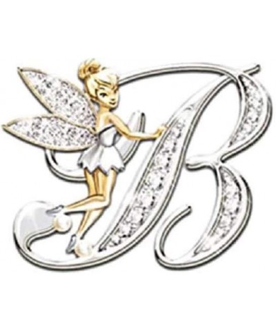 Initial Letter Brooch Pins Rhinestone Crystal Elf Angel Collar Pins Brooches For Girls Women Accessories B $7.13 Brooches & Pins