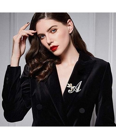 Initial Letter Brooch Pins Rhinestone Crystal Elf Angel Collar Pins Brooches For Girls Women Accessories B $7.13 Brooches & Pins