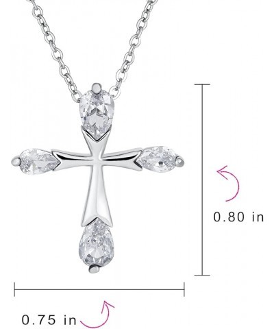 Bridal Christian Religious Black Purple Clear Cubic Zirconia AAA CZ Teardrop Tips Cross Necklace Pendant For Women Wedding Te...